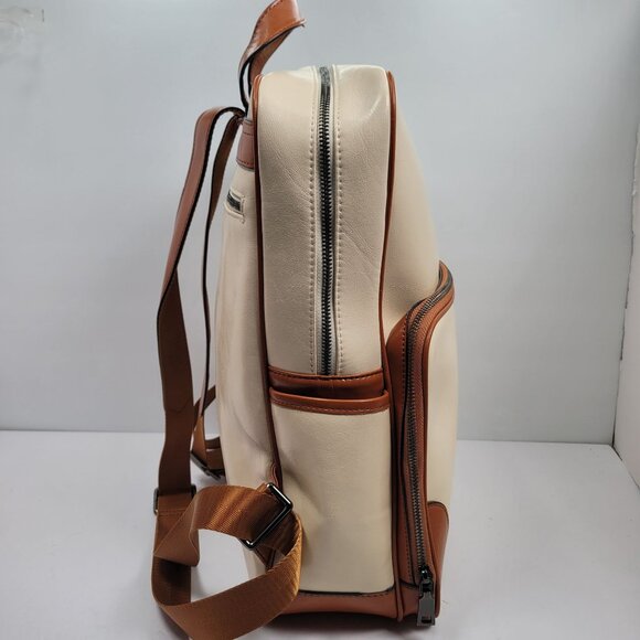 Bostanten Women's Cream And Brown Leather Laptop Backpack - Picture 5 of 12